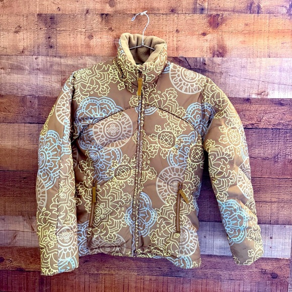 Athleta Down Puffer Coat Size Small Green Full Zip Goose Down Insulation - Picture 1 of 12